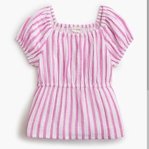 Girls' gauze puff-sleeve peplum top 4-5